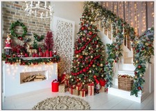 7x5FT Christmas Photography Backdrops Christmas Fireplace Decoration 7x5