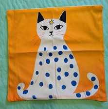 Retro Polkadot Cat Throw Pillow Cover Case 18"x18" Single sided