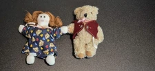 Vtg Collectible Rare Handmade Bear & Rag Doll Set