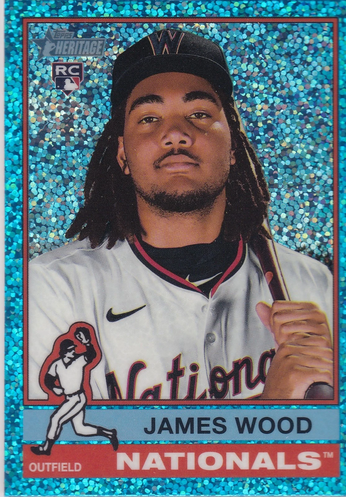 2025 Topps Heritage James Wood RC 231 Chrome blue sparkle refractor
