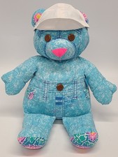 Vintage 1996 Tyco Doodle Bear Plush 16 Blue Denim Look 90s stuffed animal