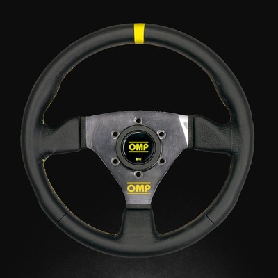 OMP Racing Trecento Flat 300mm - Large Leather (Black)