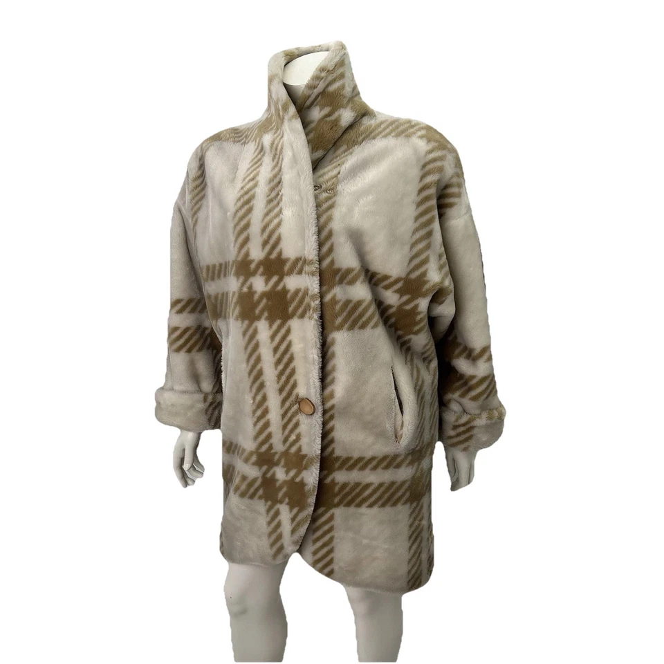 Abrigo Balenciaga Estilo Cocoon Beige Cuadros Imitación Piel Donnybrook Retro Mobwife talla Lg Foto 2 de 4