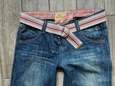 Next Ladie Boyfriend slouch jeans belted mid rise 14 R W34 L32 Y2K mid blue