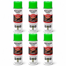 Rust-Oleum M1600 Precision Line Fluorescent Green Marking Paint 17oz Pack of 6