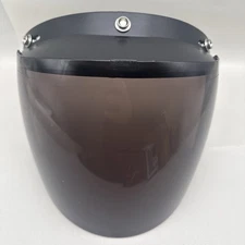 3-Snap Open Face Motorcycle Helmets Flip Up Face Visor Wind Shield Lens Smoke...