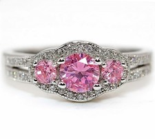 1CT Heat Treated Pink Topaz 925 Solid Sterling Silver Ring Sz 7,8,9 MK5