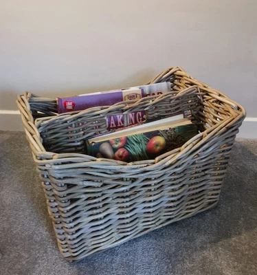 Handcrafted Rattan Magazine Holder With Cut Out Handle - Chunky Rattan Weave - Image 1 of 2
