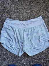 Lululemon Women's baby blue Knit Polyester Running Shorts Zip Pocket Elastic