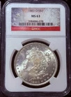 1883 O Morgan Silver Dollar MS63 NGC Red American Flag Label