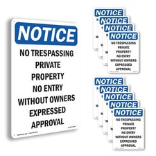 No Trespassing Private Property OSHA Notice Sign Metal,, Decal 5 or 10 Pack