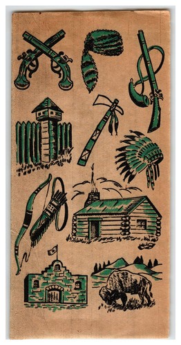 Davy Crockett Disneyana Vintage Decal Rare Blue Pre-1968 Western Weapons Gun