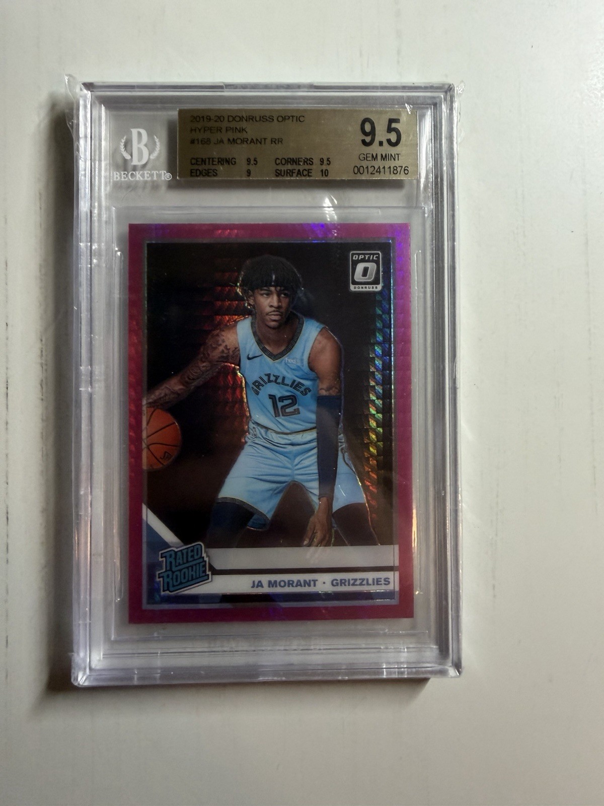 2019-20 Panini Donruss Optic Ja Morant #168 Pink Hyper Rated Rookie BGS 9.5