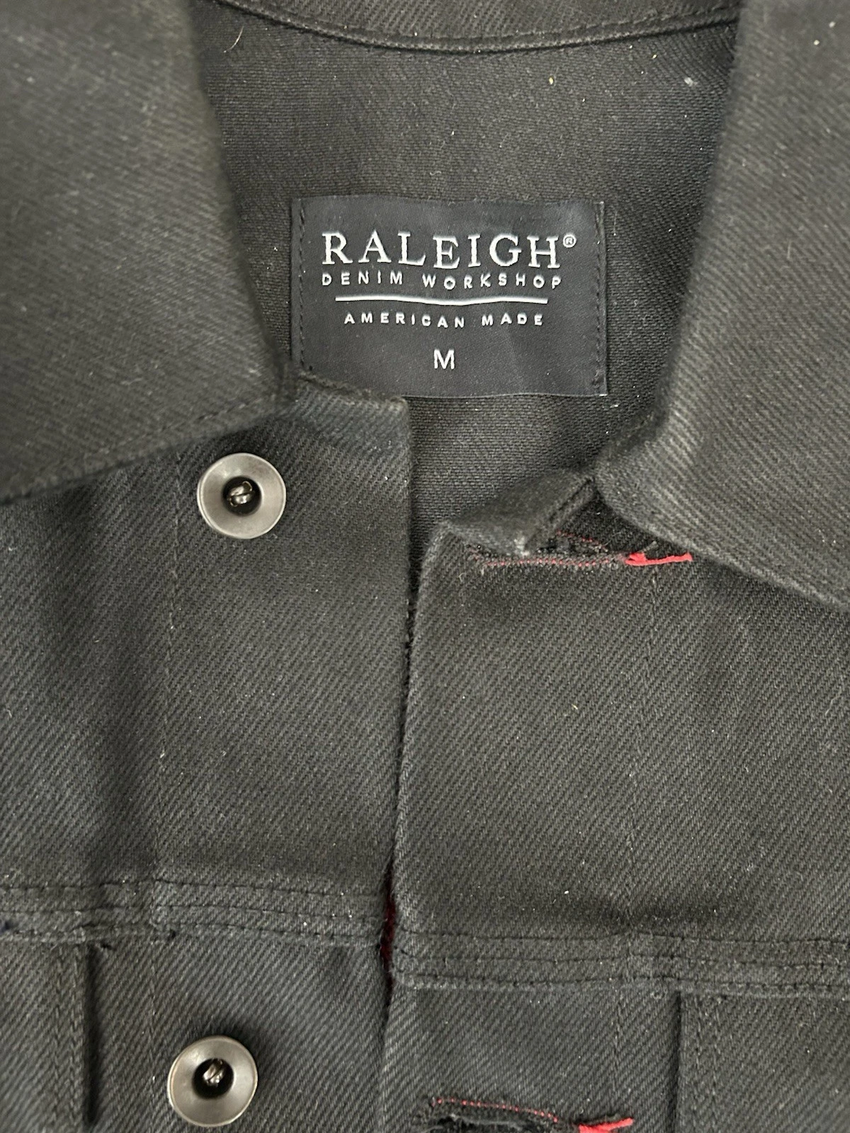 Raleigh Denim Workshop Men’s Jacket Size Medium Black With Red Accents  - product detail image 3