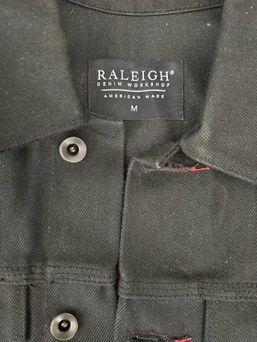 Raleigh Denim Workshop Men’s Jacket Size Medium Black With Red Accents ￼ image 3