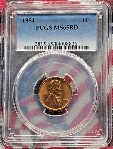 1954 P LINCOLN CENT WHEAT PENNY PCGS MS65RD UNC MS 65 RD CERTIFICATE #RE826-4