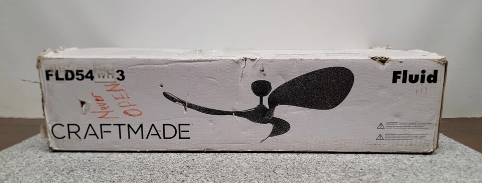 Fluido artesanal FLD54WH3 54 pulgadas Ventilador de techo blanco, clasificación de humedad, montaje en varilla descendente Foto 2 de 4
