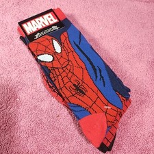 2 Pair Amazing Spider-Man Classic  Web New Socks Marvel Comics Fits 6-12 shoe