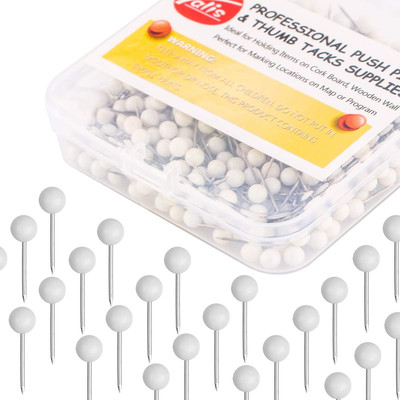 White Map Tacks Push Pins 3 5 Inch 500 Count Durable Plastic Heads
