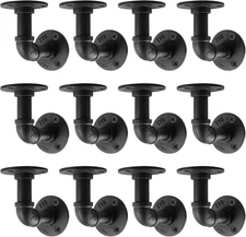 Shelf Bracket, 12 Pack Heavy Duty Floating Shelf Brackets, Industrial Pipe Wall 