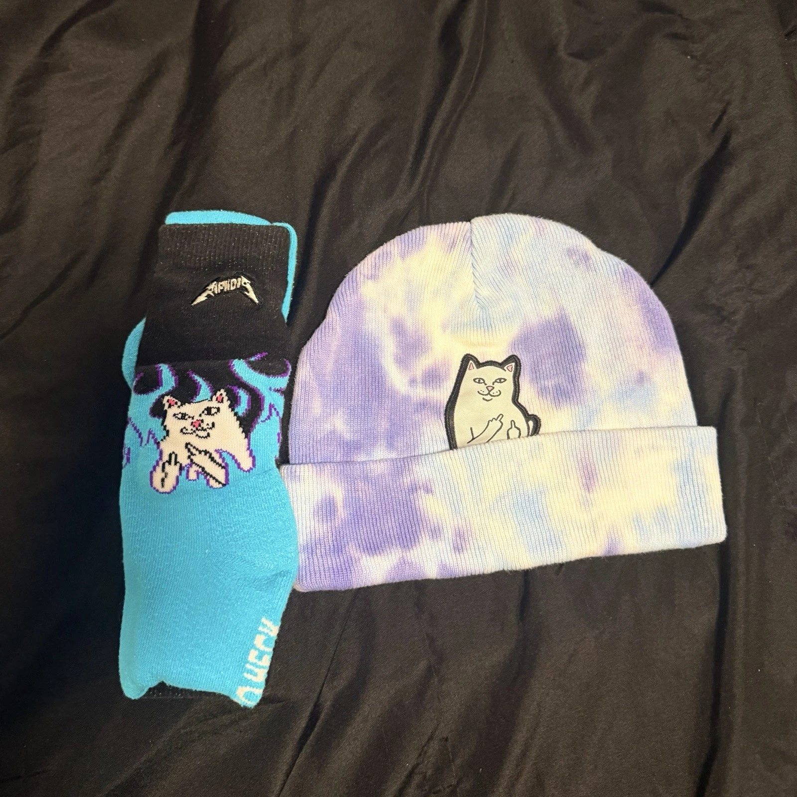 RIPNDIP Nerm Face lightning wash BEANIE HAT & sock(never used)
