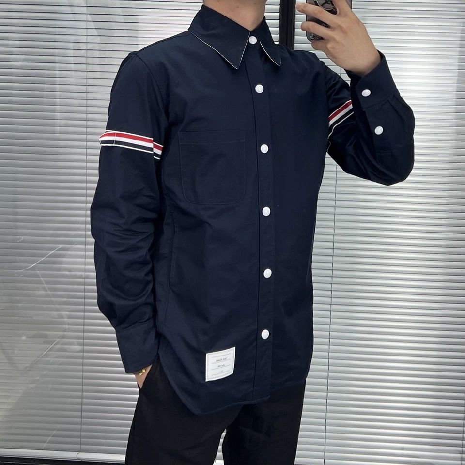 Chaqueta Camisa Thom Browne Hombre/Mujer Primavera Manga Doble Rayas Manga Larga Foto 2 de 4