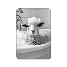 Sheep In Bathtub #2 - Cute Funny Bathroom Animals - Magnet
