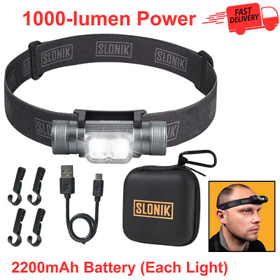 Slonik Rechargeable Headlamp For Adults 1000 Lumens Super Bright 60Ft Beam Led