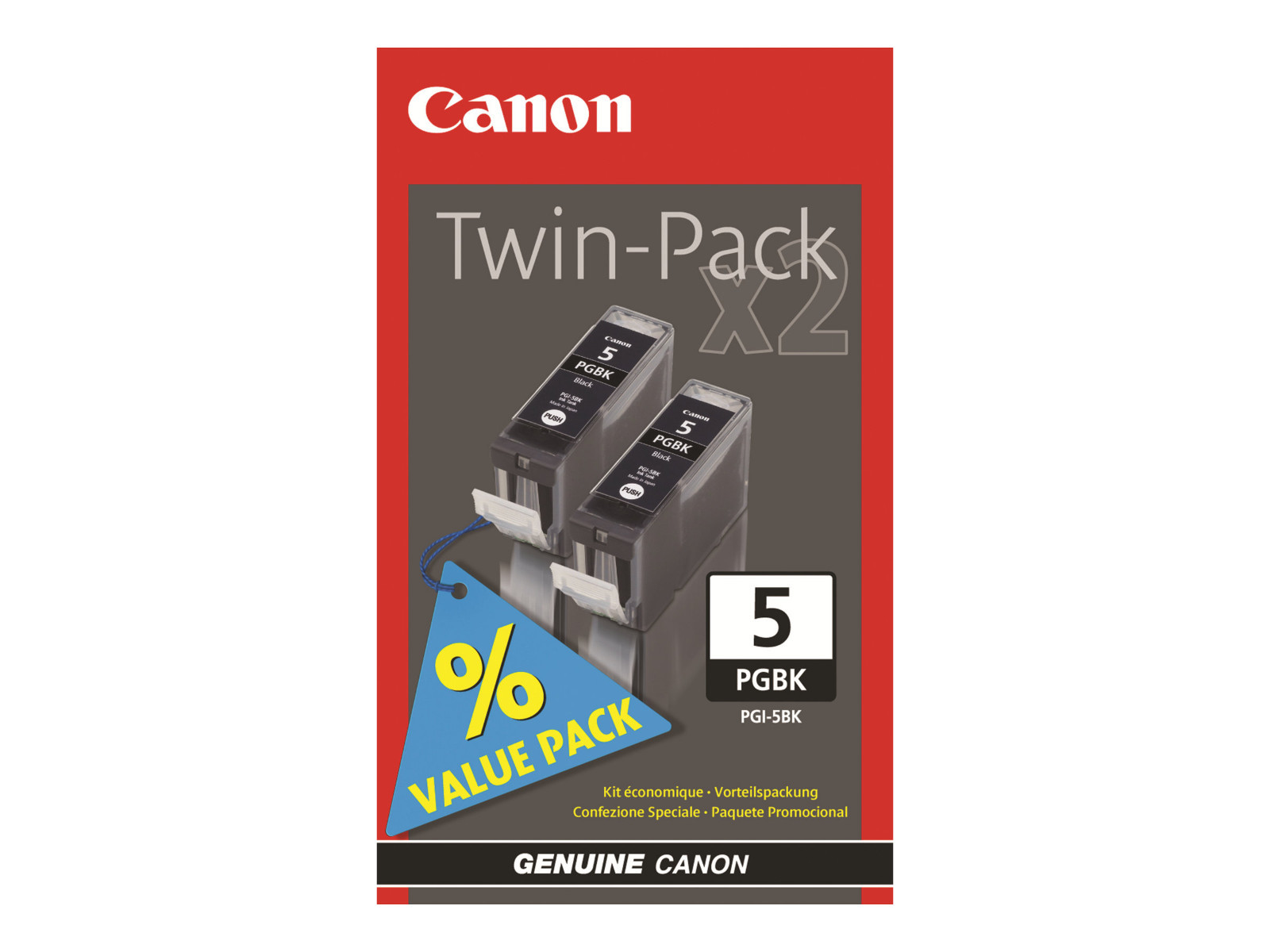 Cartouche Canon PGI5 noire double pack d'encre pigment&eacute;e anti-bavure haute durabilit&eacute;