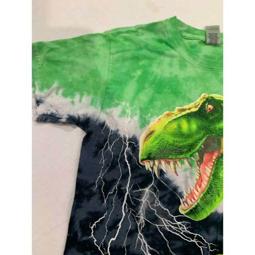 Dinosaur T-Shirt Boys Green Tie Dye Lightning Jerry Lofaro Crew Tee Size M - Picture 5 of 9