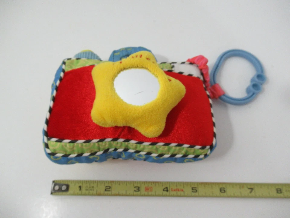 Carters pelúcia Minha primeira câmera vermelho azul pendurado link bebê brinquedo macio porta-foto - Imagem 4 de 4