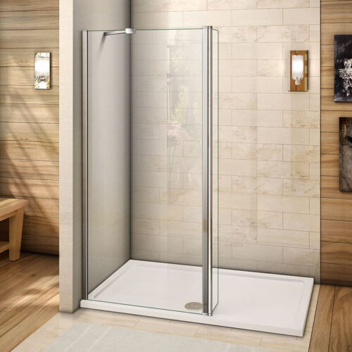 Walk In Shower Enclosure Wet Room Screen&Flipper 8mm NANO Glass Panel Tray+Waste - Picture 2 of 8
