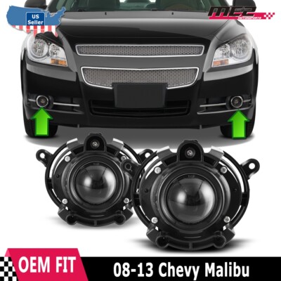Fog Lights Fits 2008-2012 Chevy Malibu Clear Bumper Driving Lamp Left & Right