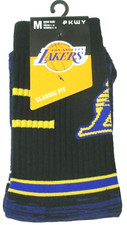 Los Angeles Lakers Men's NBA Parkway Crew length Socks Black Size Medium NWT