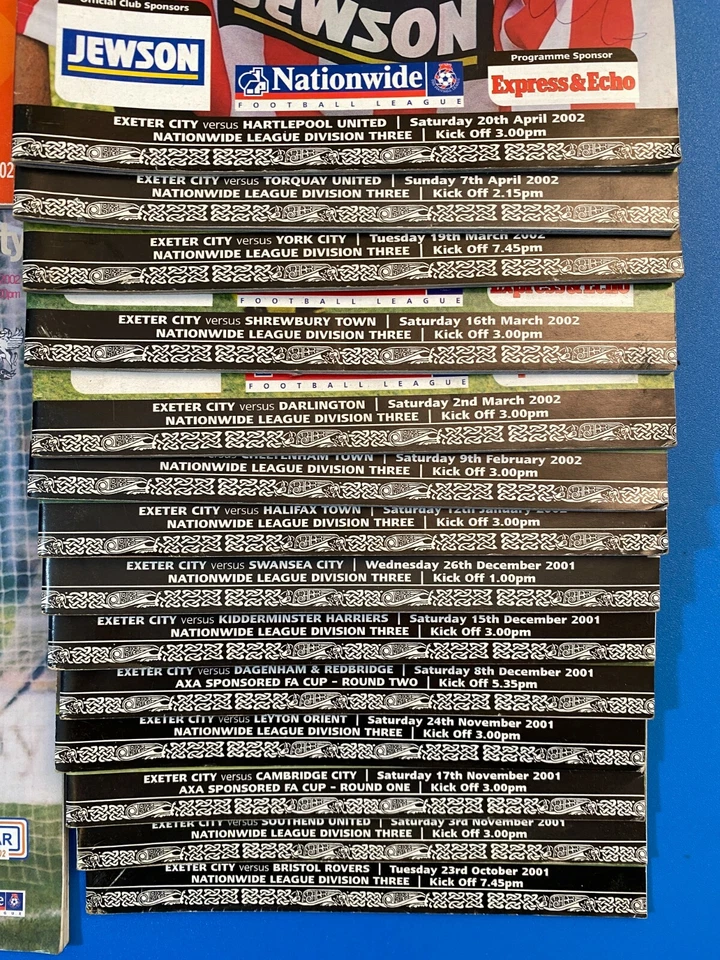 EXETER CITY FC Programme Bundle  2001/02 - 14 Home & 2 Away +  Signed Progs #1 - Image 2 of 4