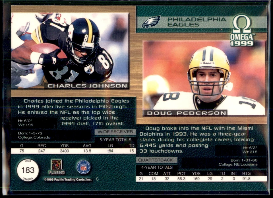 Charles Johnson / Doug Pederson #183 1999 Pacific Omega - Image 2 of 2