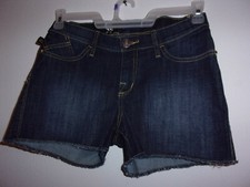NEW LADY'S ROCK REPUBLIC HUNTRESSED BLUE DENIM BELT LOOP SHORTS