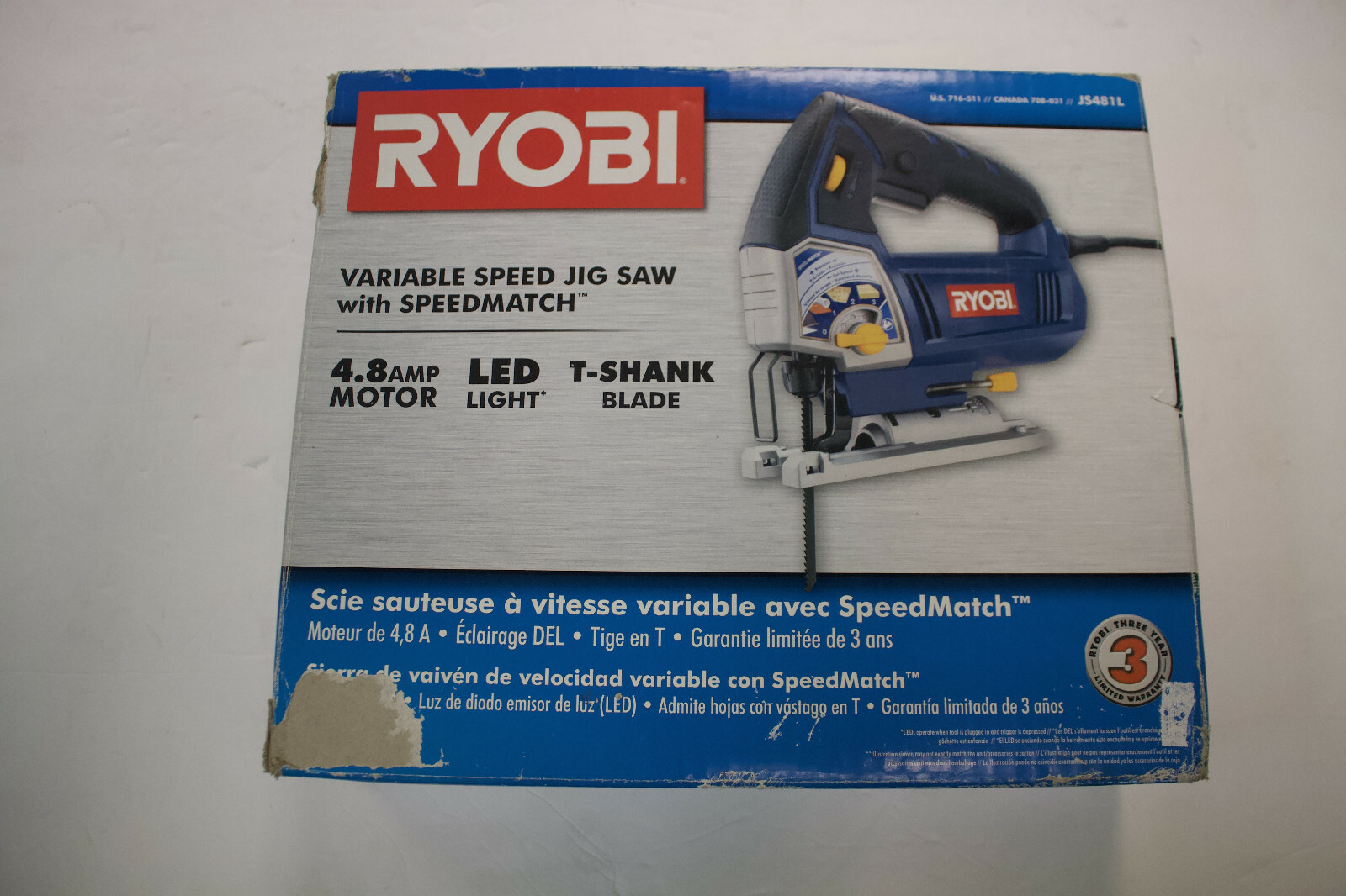 Ryobi #JS481L 4.8 Amp 600-3,000 Spm Variable Speed Jig Saw | eBay