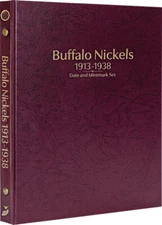 Buffalo Nickels: 1913-38 Date & Mintmark Set - Whitman Prestige™ Album(Burgundy)