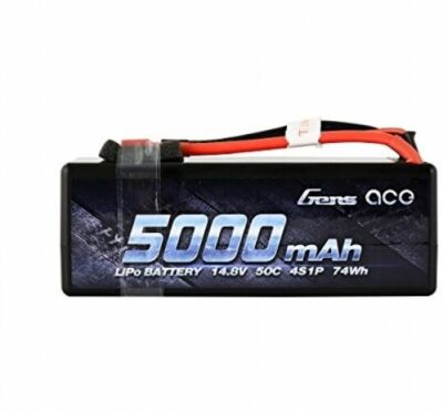 Gens Ace 4S 5000mAh 14.8V 50C 4S1P HardCase Lipo Battery with Deans Plug