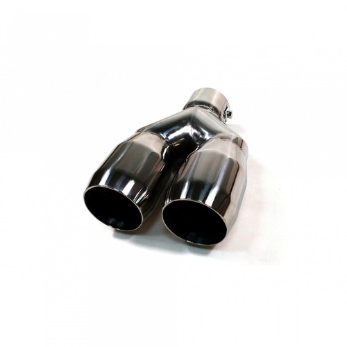 "Tubo trasero de escape de automóvil redondo doble acero inoxidable borde/punta de silenciador 2,6" - Imagen 4 de 4