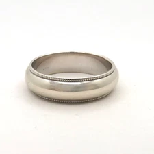 Solid 14k White Gold Milgrain Edge Half Round Wedding Band Ring sz6 5mm