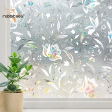 rabbitgoo Decorative Window Film Stained Glass Flower Static Cling Window Tint