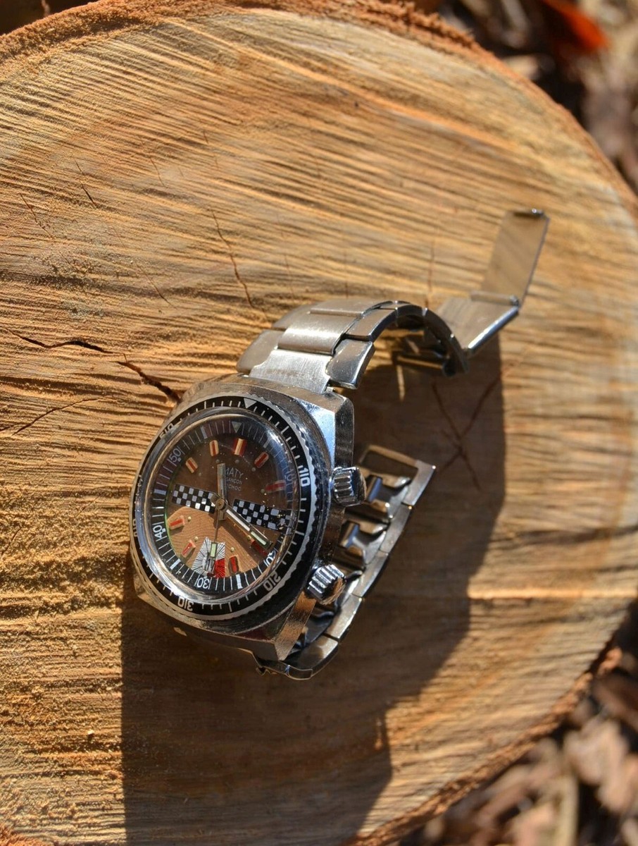 Montre Plongée MATY Besançon - Boîtier Acier Inox, Verre Minéral, Cadran Bronze - Mécanique Manuelle - Occasion Très Bon état