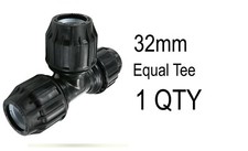 1x TIMco 90 Degree EQUAL TEE WATER MAIN PIPE CONNECTOR 32mm Black pipe fitting