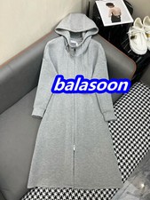 Autumn and Winter New Hooded Dress Black Grey SML