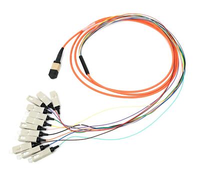 Multimode OM1 MPO Female-12 x SC-UPC Simplex Fanout Cable, 25M