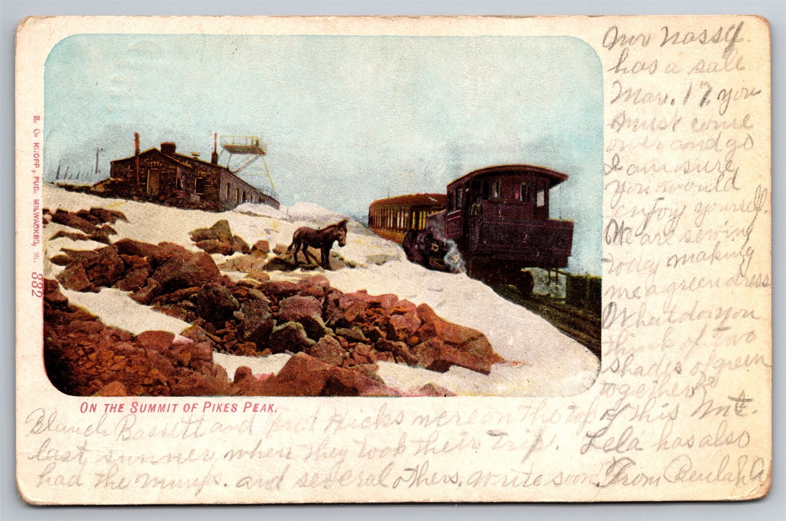 Vintage 1909 Pikes Peak Summit COG Snow Mule Postcard R8 Colorado