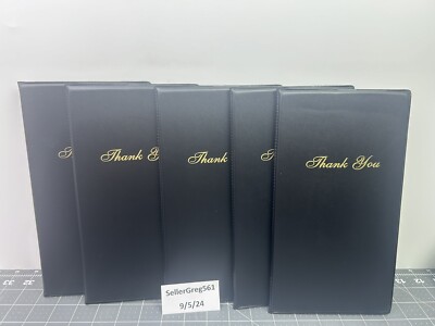 Restaurant Server Bill Book - Guest Check Card Holder Presenter - 5 Pack - Black
