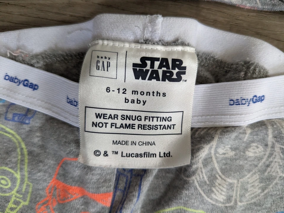 GAP Star Wars PJ Set Boys Size 6-12 Months Gray w/ Print Long Sleeve Classic! - Imagem 4 de 4